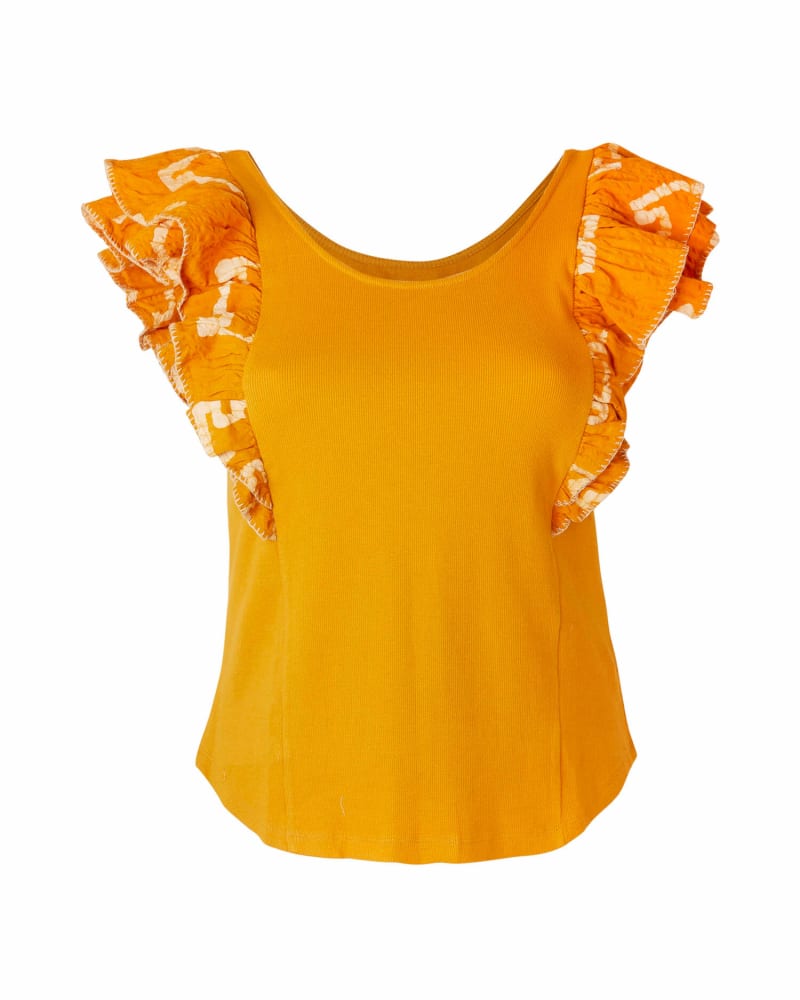 Front of a size 2X Connie Top in Tumeric by The Odells. | dia_product_style_image_id:229243